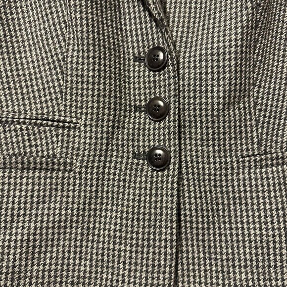 Talbots Blazer Womens Sz 2 Petite Gray Wool Blend Houndstooth 3 Button Jacket - Picture 5 of 11